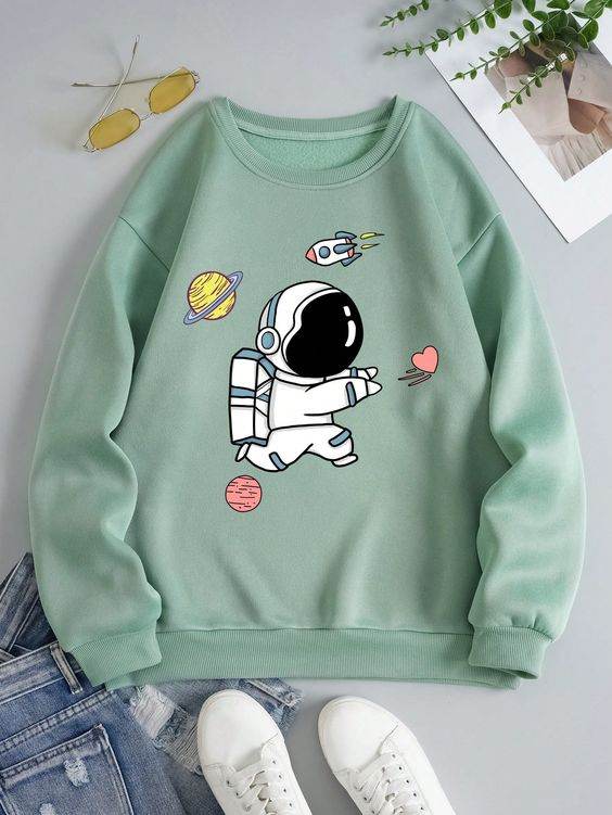 Space Graphic Print Sweatshirt - Zarar Outfit