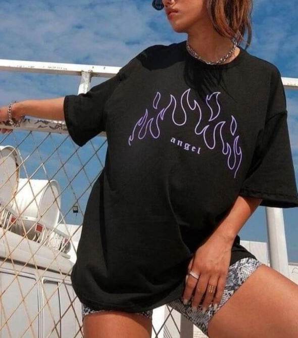 Angel Fire Oversized/Drop Shoulder Tee - Zarar Outfit