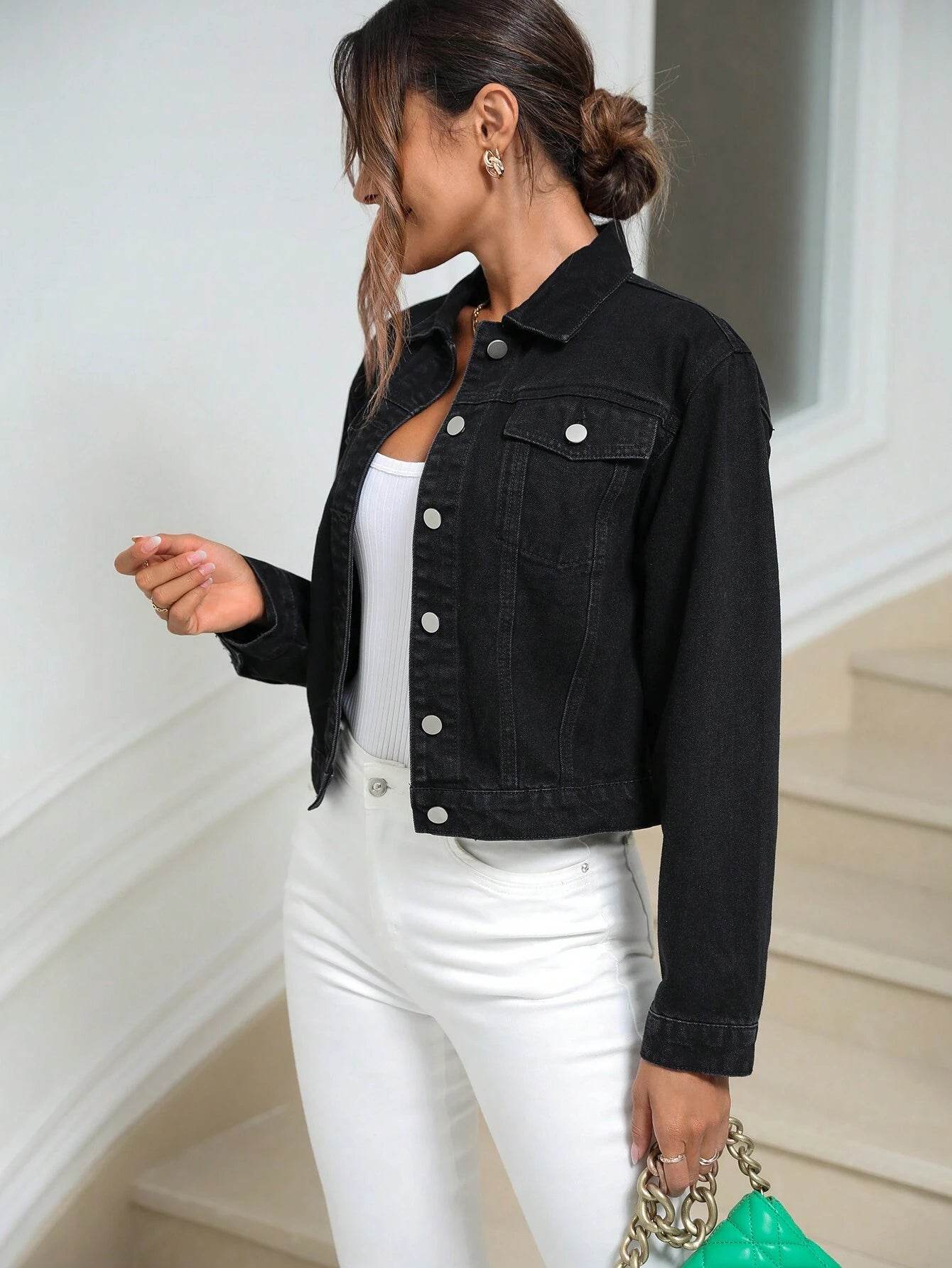 Black Denim Jacket - Zarar Outfit