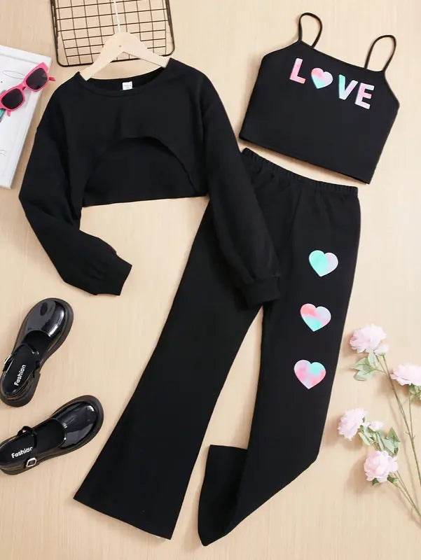 Love 3 pc Wide Leg Tracksuit - Zarar Outfit