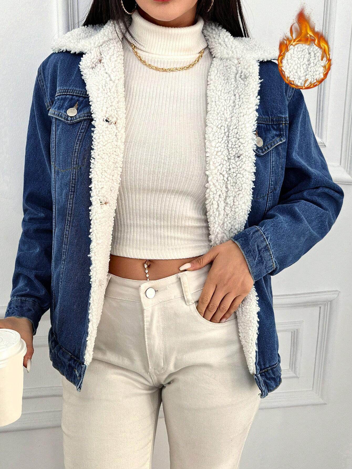 Blue Fur Denim Jacket - Zarar Outfit