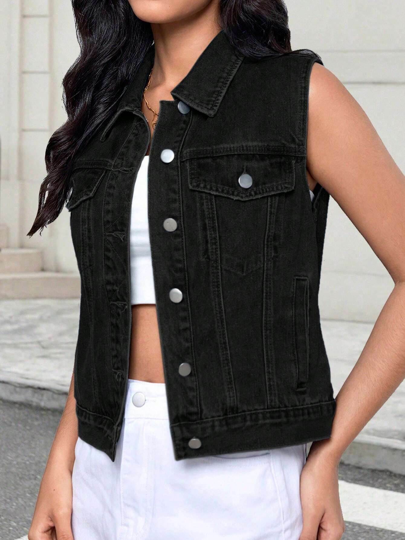 Sleeveless Denim Jacket - Zarar Outfit