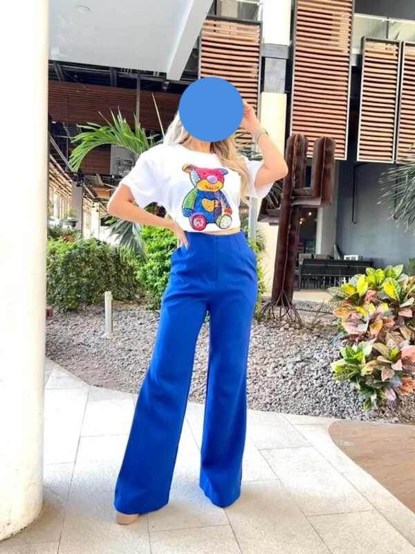 Bear Graphic Print Wide Leg Tracksuit - Zarar Outfit