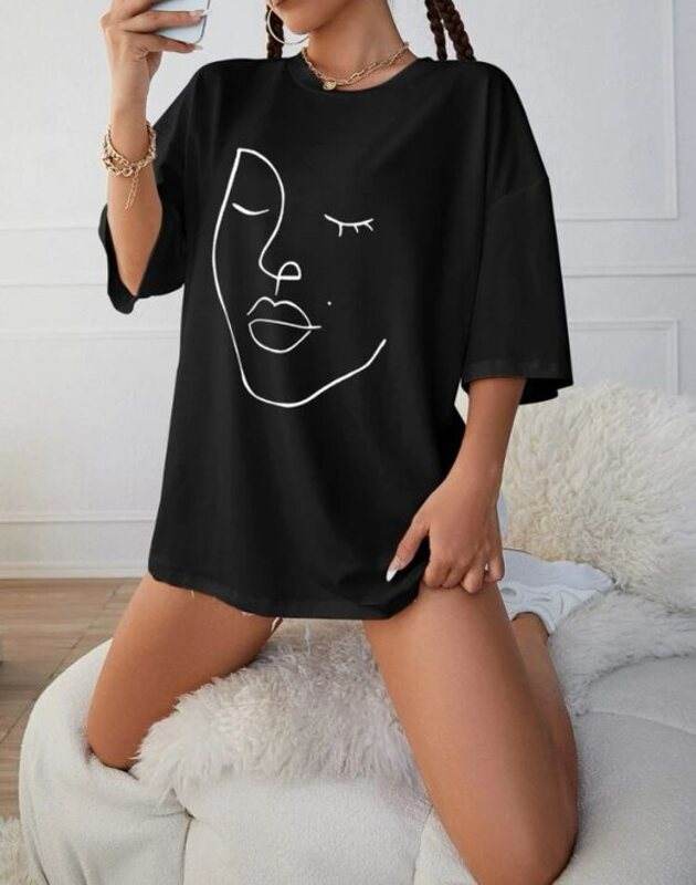 Sketch Oversized/Drop Shoulder Tee - Zarar Outfit