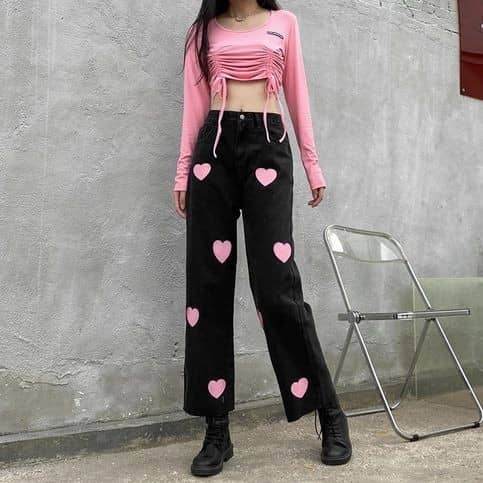 Pink Heart Printed Pant - Zarar Outfit