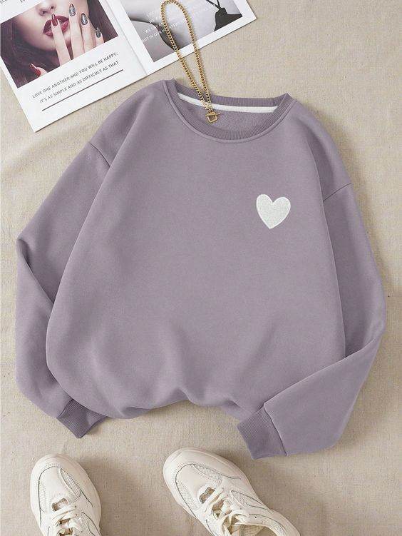 Heart Print Sweatshirt - Zarar Outfit
