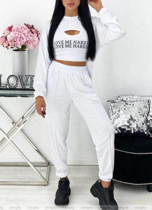 Love Me Harder White Tracksuit - Zarar Outfit