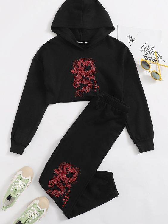 Dragon Crop Tracksuit - Zarar Outfit