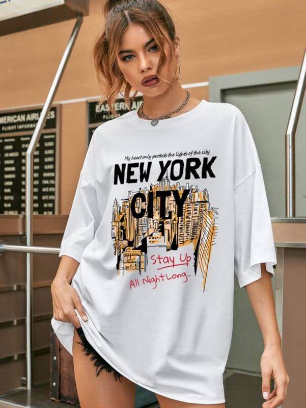 New York City Oversized/Drop Shoulder Tee - Zarar Outfit