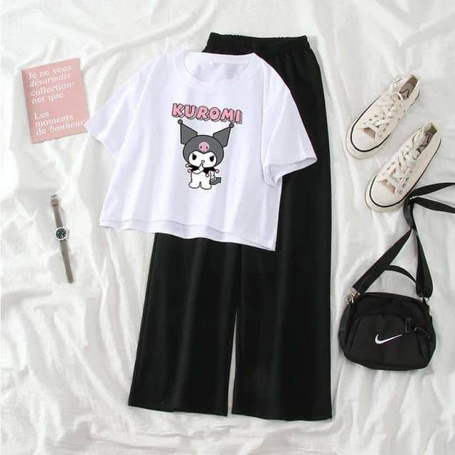 Kumi Printed Tee With Wide Leg Trouser - Zarar Outfit