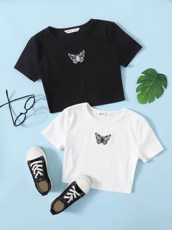 Pack Of 2 Girls Butterfly Tees - Zarar Outfit