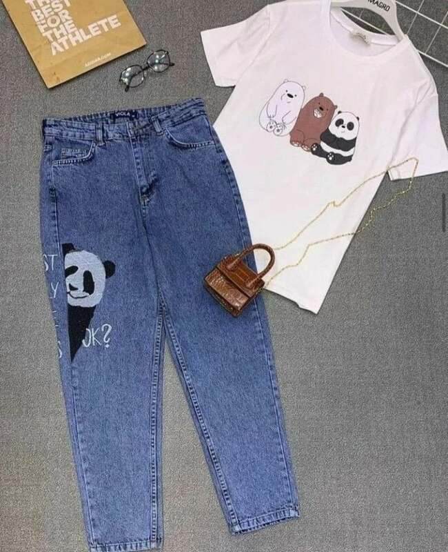Bear Tee With Printed Pant - Zarar Outfit