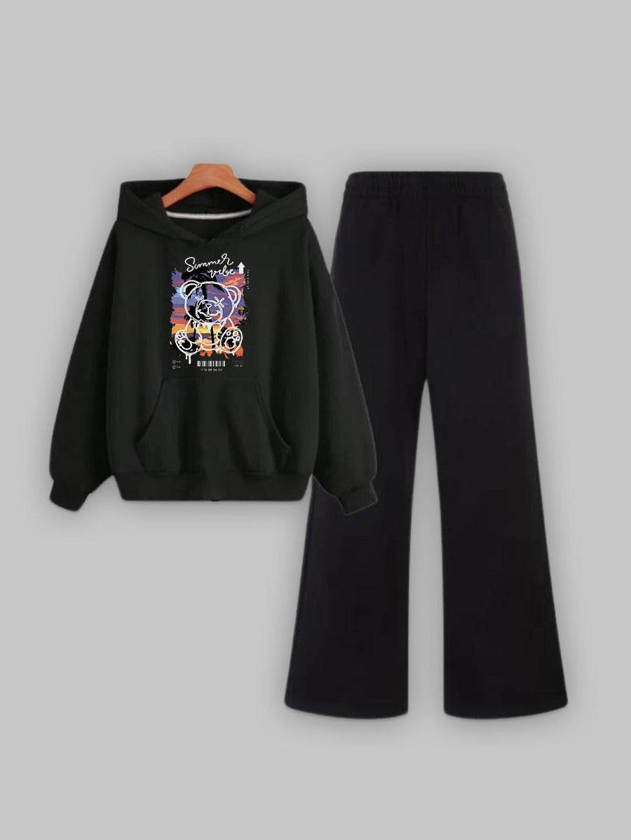Bear Vibe Wide Leg Tracksuit - Zarar Outfit
