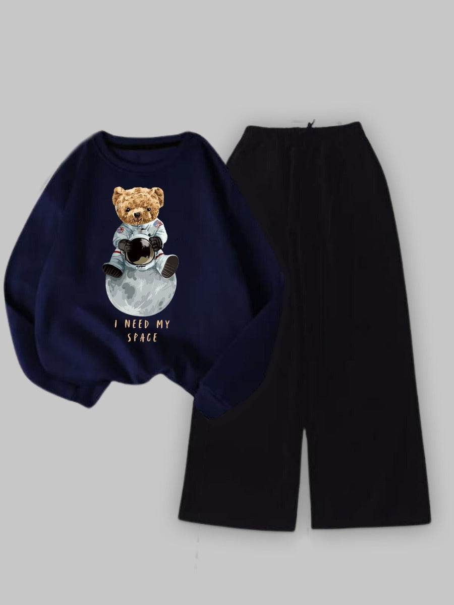 Bear Blue Wide Leg Tracksuit - Zarar Outfit