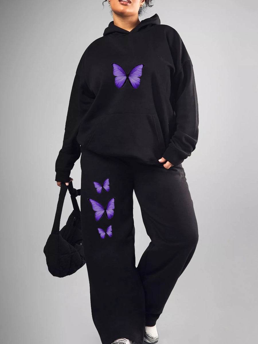 Butterfly Hoodie Wide Leg Tracksuit - Zarar Outfit