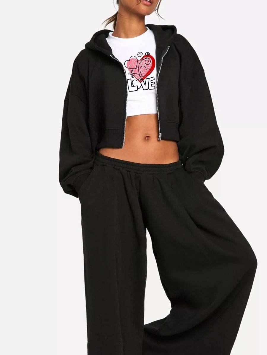 3 Pc Love Wide Leg Tracksuit - Zarar Outfit