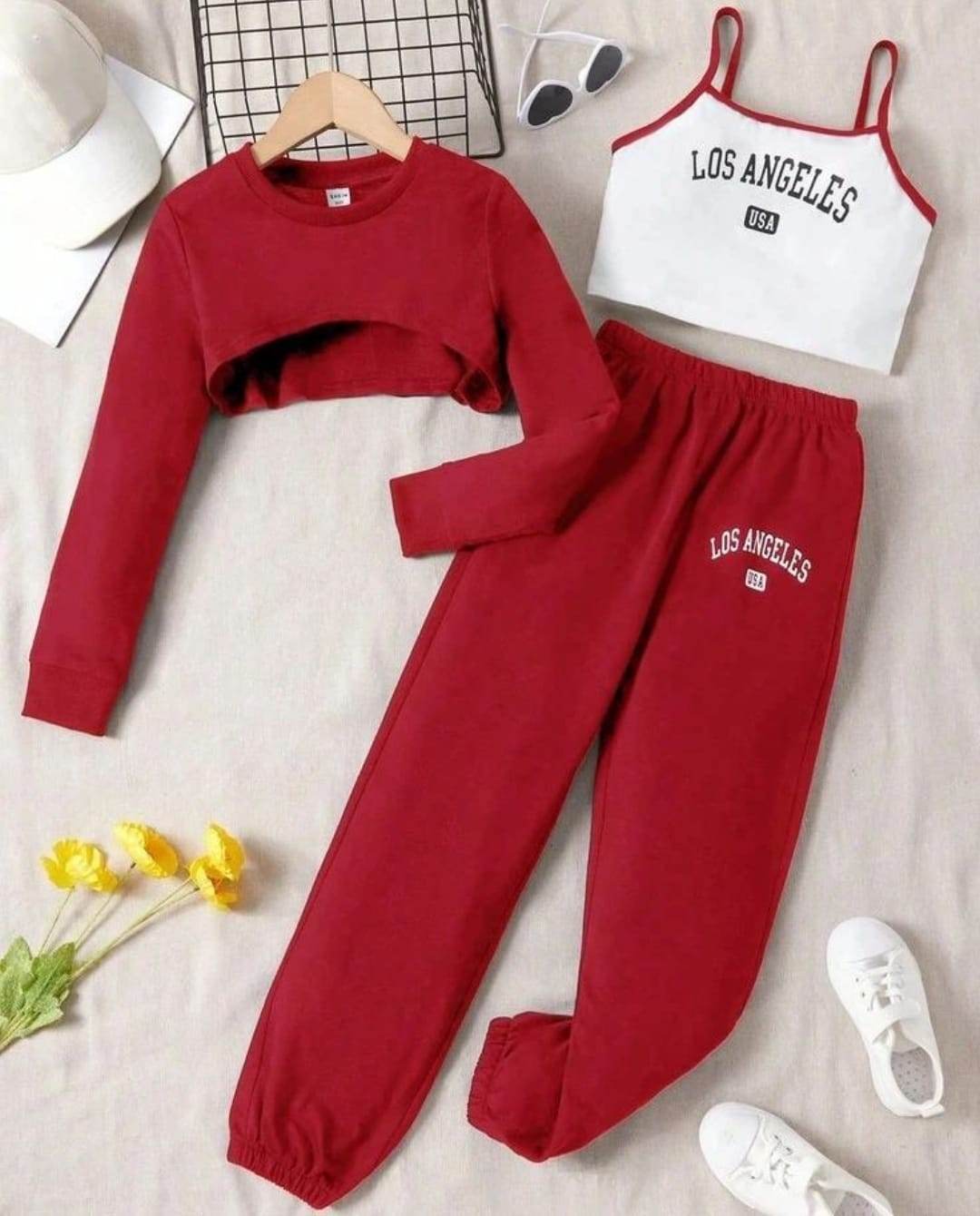 Los Angeles Red 3 Pc Tracksuit - Zarar Outfit