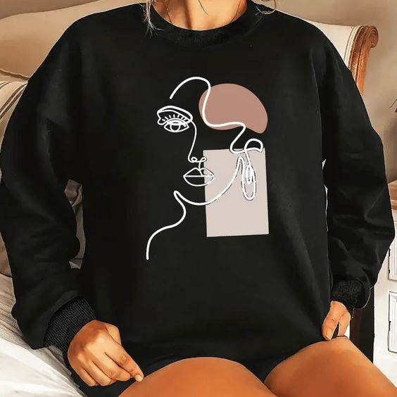 Curve Art Graphic Print Sweatshirt - Zarar Outfit