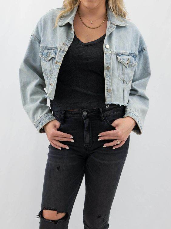 Crop Denim Jacket - Zarar Outfit