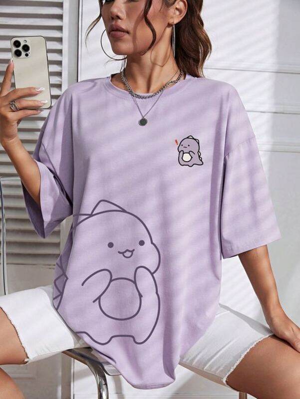Cartoon Graphic Oversized/Drop Shoulder Tee - Zarar Outfit
