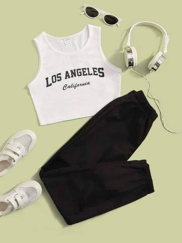 Los Angeles Tank Top With Trouser - Zarar Outfit