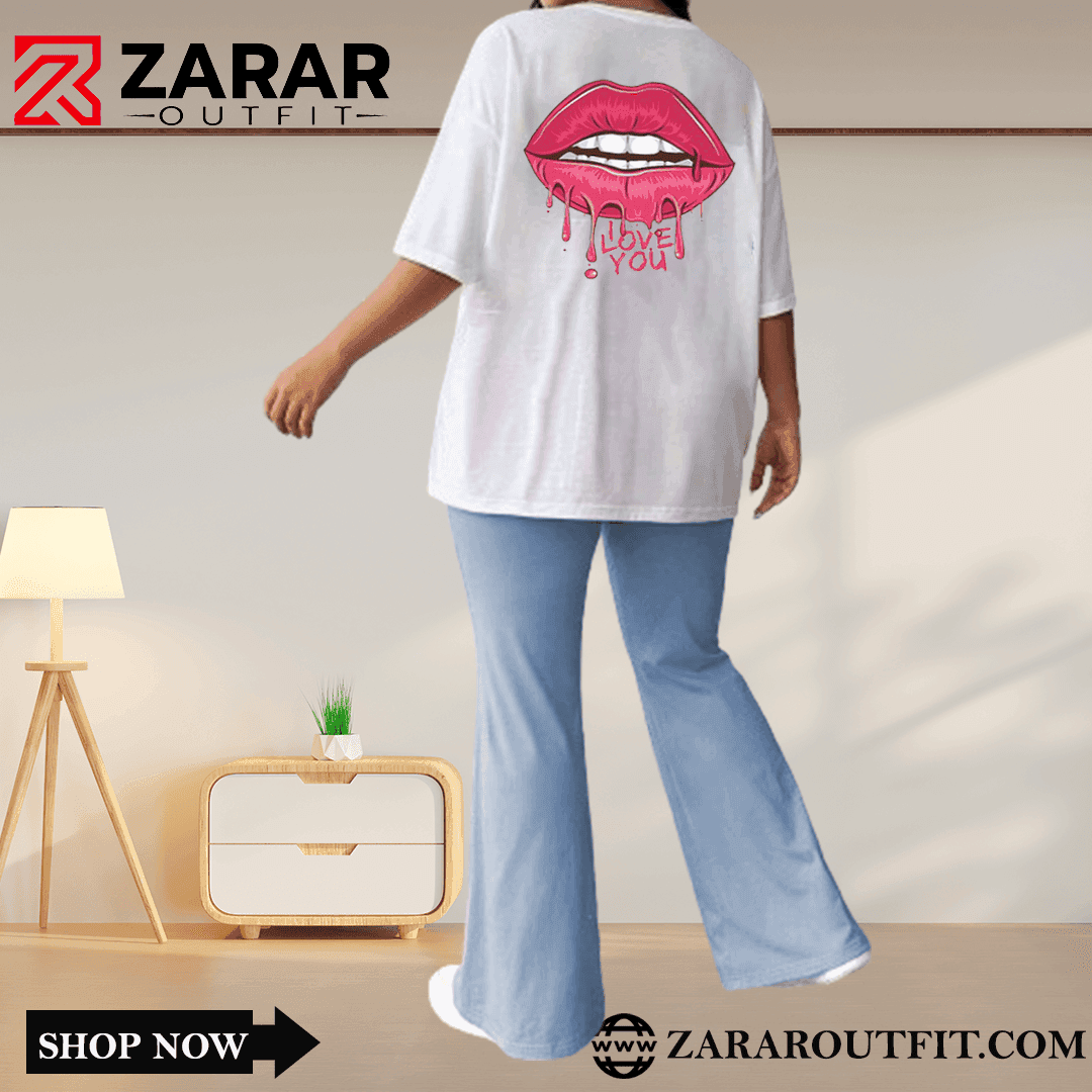 Love You Graphic Wide Leg Tracksuit - Zarar Outfit