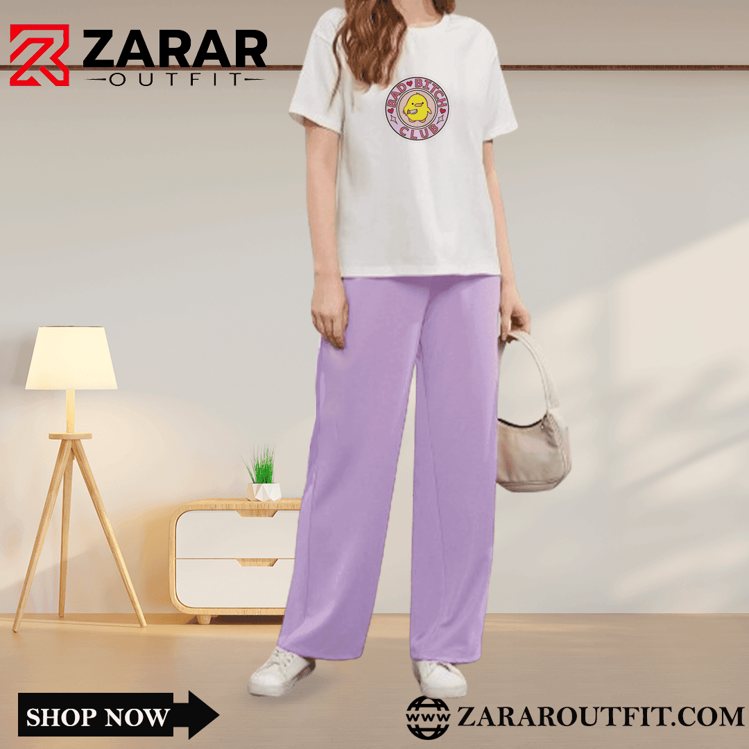 Bad Bitch Graphic Wide Leg Tracksuit - Zarar Outfit