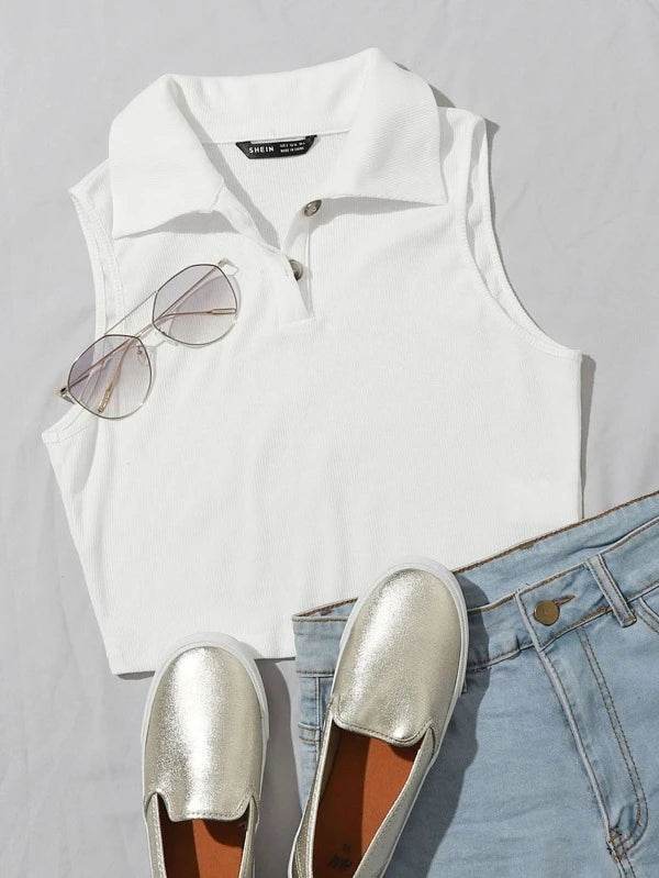 Crop Sleeveless Polo - Zarar Outfit