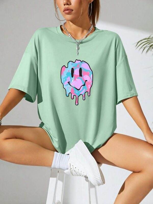 Cartoon Graphic Oversized/Drop Shoulder Tee - Zarar Outfit