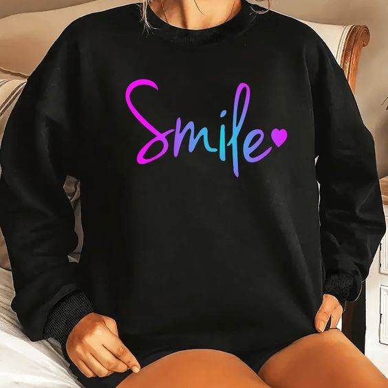 Smile Graphic Print Sweatshirt - Zarar Outfit