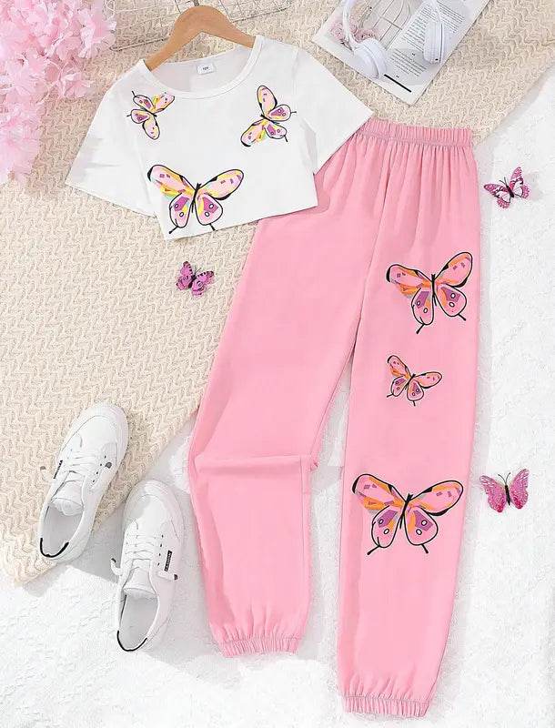 Graphic Printed Crop Top With Trouser - Zarar Outfit