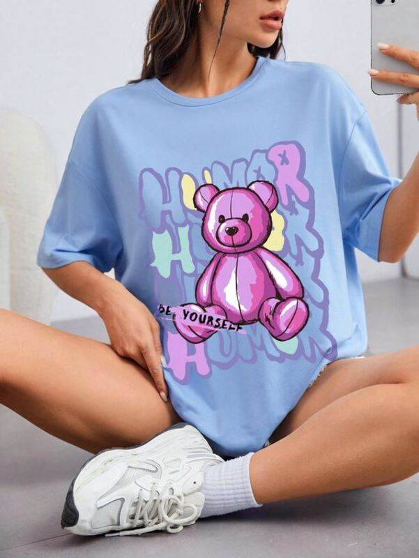 Humor Bear Oversized/Drop Shoulder Tee - Zarar Outfit