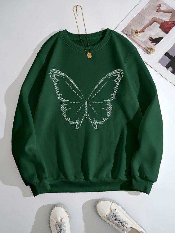 Butterfly Graphic Print Sweatshirt - Zarar Outfit