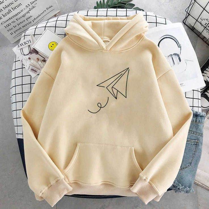 Graphic Paper Airplane Hoodie - Zarar Outfit