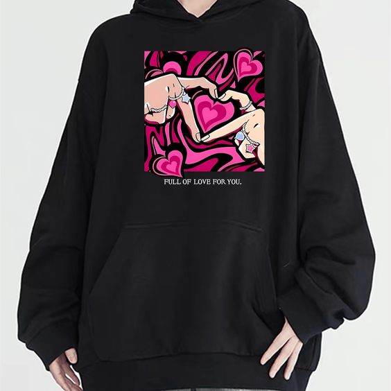 Graphic Full Of Love Oversized Hoodie - Zarar Outfit