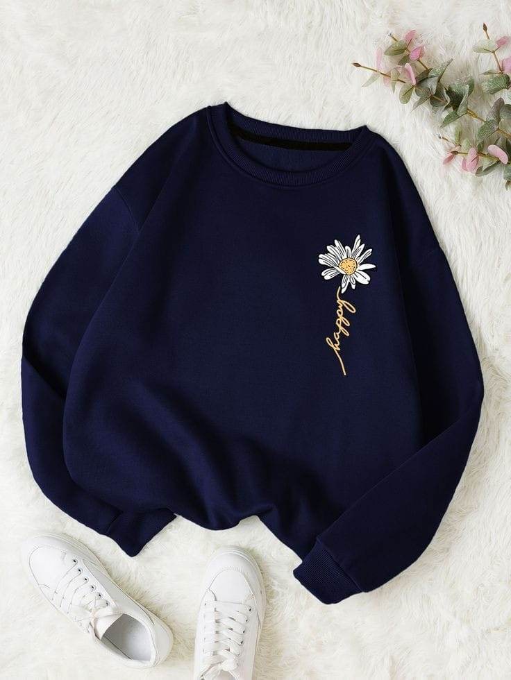 Happy Daisy Graphic Print Sweatshirt - Zarar Outfit