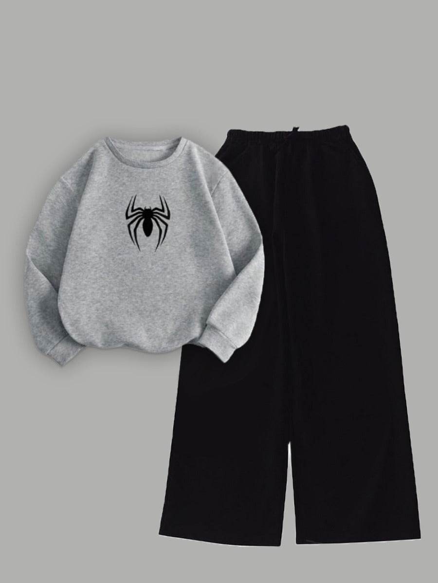 Spider Printed Wide Leg Tracksuit - Zarar Outfit