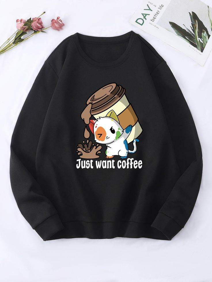Coffee Printed Sweatshirt - Zarar Outfit
