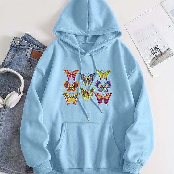 Graphic Multi Butterfly Hoodie - Zarar Outfit