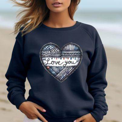 Love You Graphic Print Sweatshirt - Zarar Outfit