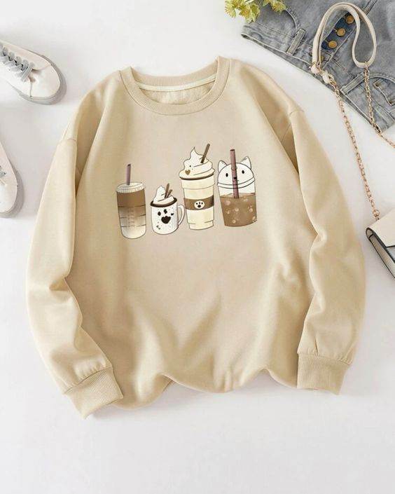 Ice Coffee Graphic Print Sweatshirt - Zarar Outfit